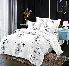 DONETELLA Reversible Printed Bedding Comforter Set, All Season, 4 Pcs Single Size, Printed Comforter Sets for Double Bed, With Super-Soft Down Alternative Filling (طقم لحاف سرير فندقي)
