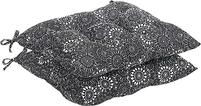 Amazon Basics Tufted Outdoor Square Seat Patio Cushion - Pack of 2, Black Floral