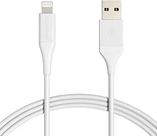 Amazon Basics Lightning To Usb Cable - Advanced Collection, Mfi Certified Apple Iphone Charger, White, 6-Foot (2M) 2-Pack (Durability Rated 10,000 Bends)