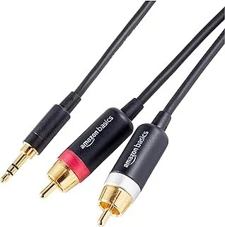 Amazon Basics 3.5mm to 2-Male RCA Adapter Audio Stereo Cable For Speaker, 2.44 M