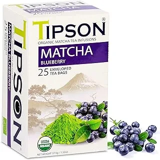 تيبسون شاي ماتشا العشبي العضوي مع التوت الأزرق 25 كيس شاي × 1.5 جم