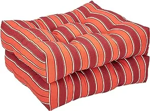 Amazon Basics Tufted Outdoor Seat Patio Cushion - Pack of 2, 19 x 19 x 5 Inches, Red Stripe