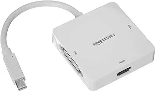 AmazonBasics Mini DisplayPort Thunderbolt to HDMI DVI VGA Adapter - White