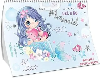 Generic Mermaid Spiral Sketchbook, 350 mm x 252 mm Size, Blue