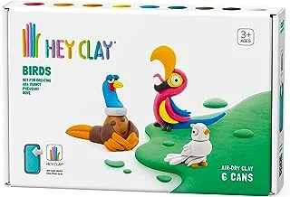 HEY CLAY -DIY Birds: Pheasant, Ara Parrot, Dove Plastic Creative Modelling Air-Dry Clay For Kids 6 Cans