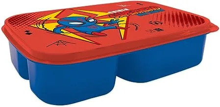 Generic صندوق غداء بلاستيك للأطفال سوبر هيرو مزود بـ 3 أقسام