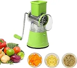 D LC Manual Rotary Cheese Grater - Round Mandoline Slicer with Strong Suction Base, Vegetable Slicer Nuts Grinder Cheese Shredder with Clean