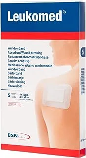 BSN Medical Leukomed Non-Woven Sterile Adhesive Wound Dressing with Pad, 8 cm x 15 cm Size