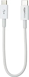 AmazonBasics USB Type-C إلى Micro-B 2.0 كابل شحن قصير - 6 بوصات (15.2 سم) - أبيض