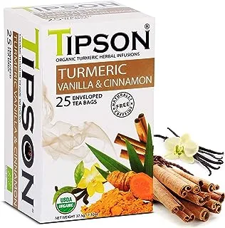 Tipson Organic Turmeric Herbal Tea with Vanilla and Cinnamon 25 Teabags x 1.5 g