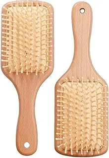 ECVV Unisex Wooden hair brush, Brown, Large