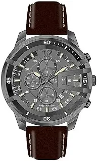 Lee Cooper Men's Quartz Movement Watch, Multi Function Display and Leather Strap - LC07468.062, Brown