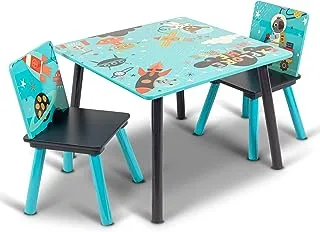طقم طاولة وكرسي خشبي للأطفال من هوم كانفاس ليتل إكسبلورر للأطفال الصغار ، أثاث غرفة اللعب للأطفال ، أزرق