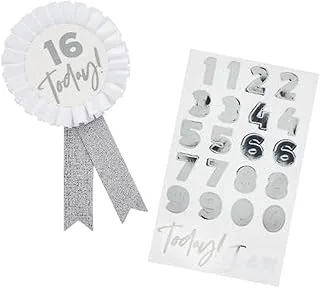 Hootyballoo Milestone Birthday Badge Personalised With 1 Sticker Sheet, Silver, Hbmm352