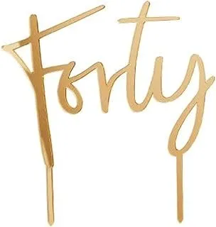 Hootyballoo 'Forty' Acrylic Cake Topper, Gold, Hbmb104