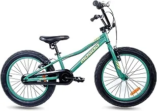 دراجة Mogoo Navigator Kids Fat 3.0 بوصة للفتيات والفتيان من عمر 8-10 سنوات، دراجة MTB، مقعد قابل للتعديل، فرامل يد، عاكسات، لون أخضر، 20 بوصة مع مسند، هدية للأطفال