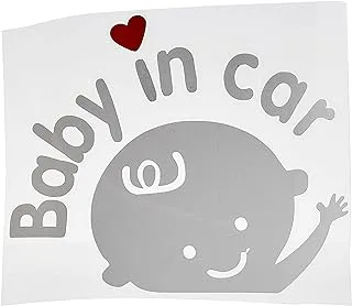 1 حزمة ملصق الطفل على السبورة علامة السلامة ملصق سيارة سهل التركيب مقاوم للماء اللمعان اللون الأبيض (للأولاد)