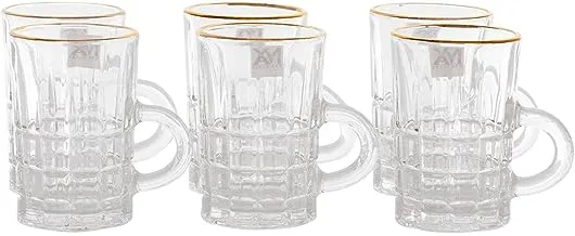 Alsaif Gallery Gold Line Glass Tea Set 6-Pieces