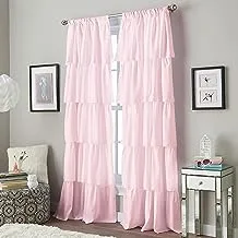 Curtainworks Flounced Ruffle Rod Pocket Curtain Panel, 84-inch, Pink