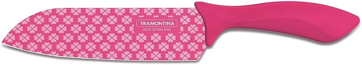 Tramontina Colorcut 7 Inches Cooks Knife with Stainless Steel Decorated Blade and Pink Polypropylene Handle