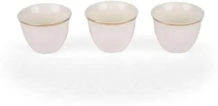 Alsaif Gallery White Porcelain Arabic Coffee Cup Set with Gold Line 12 Pieces 6285360299194