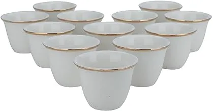 Alsaif Gallery Arabic Coffee Cups White Matte Carving Engraved 12 Pieces