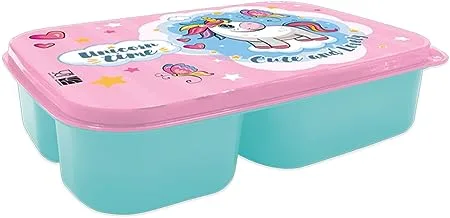 Generic Unicorn Kids Plastic Lunch Box with 3 Compartments