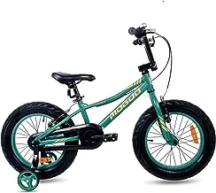 دراجة Mogoo Navigator Kids Fat 3.0 بوصة للفتيات والفتيان من عمر 5-8 سنوات، دراجة MTB، مقعد قابل للتعديل، فرامل يد، عاكسات، دراجة مقاس 16 بوصة مع عجلات تدريب، لون أخضر، هدية للأطفال