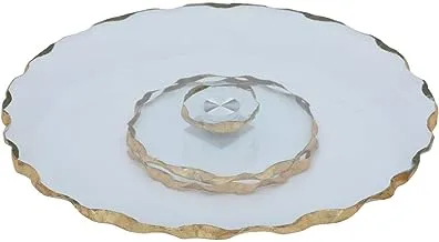 Alsaif Gallery Gold Embossed Transparent Round Glass Hala Dish