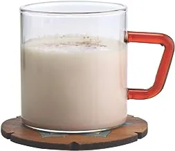 Borosil - Vision Tea N Coffee Glass Mug Set of 6 - Microwave Safe, Brown Handle, 190 ml
