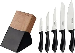 طقم سكاكين ترامونتينا أفيلاتا 6 قطع مع شفرة من الفولاذ المقاوم للصدأ ومقبض أسود من البولي بروبيلين