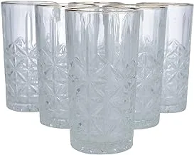 Alsaif Gallery Max Gold Line Glass Water Cup Set 6-Pieces