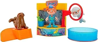 Blippi Aquarium Adventure, Includes Exclusive 3-Inch Figure, Stage with Jump Hoop, Slide, Dolphin, Seal