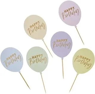 Pastel 'Happy Birthday' Balloon Food Picks 12/Pack