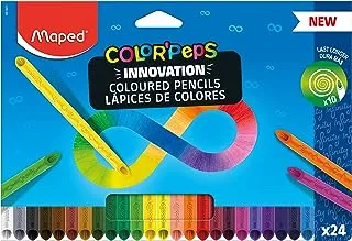 Maped - أقلام تلوين Color Peps Infinity - عبوة من 24-100% رصاص ملون - لا حاجة للشحذ - قابلة للاستخدام بنسبة 100% - ناعمة ومريحة جدًا على الورق