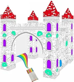 Eazy Kids Diy Doodle | Color & Paint | Art And Craft | 100% Recycled Paper | Birthday Gifts | Set Of 6 Sketch Pen | Erasable Painting Castle With Music And Light | 3Years+ |Multicolor