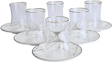 Alsaif Gallery Gilded Line Glass Tea Set 12 Pieces