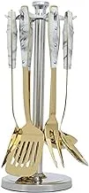 Alsaif Gallery Kitchen Tools Set Steel White and Gold Bastand 7 Pieces Alsaif Gallery