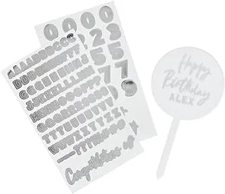 Hootyballoo Acrylic Cake Topper & Silver Sticker Sheets X2, Silver