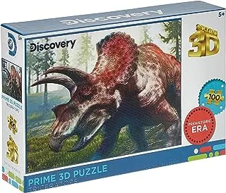 Prime 3D Triceratops Puzzle 100-Pieces, Multicolor