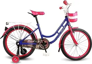 دراجة طريق موجو بيرل للأطفال مع سلة للفتيات بعمر 7-10 سنوات، مقعد قابل للتعديل، فرامل يد، واقيات الطين، عاكس، حامل خلفي، هدية للأطفال، دراجة مقاس 20 بوصة مع عجلات تدريب، لون أزرق