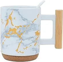Alsaif Gallery White Marble Mug with Spoon 300ml