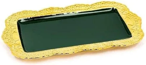 Alsaif Gallery Green Porcelain Serving Dish with Gold 14.25