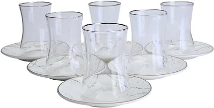 Sword Gallery Glass Tea Set with Porcelain Saucer