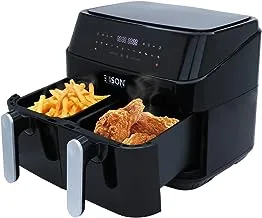 Edison Electric Oval Air Fryer 16 Functions Black with Beige Wooden Handle 14.5L 1700W