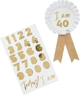 Hootyballoo Milestone Birthday Badge Personalised With 1 Sticker Sheet, Gold, Hbmm353