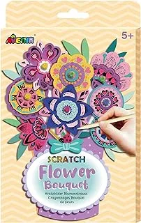 Avenir 6301734 Scratch Flower Bouquet | Creative Craft Kit for Kids from 5 Years, Multi Coloured