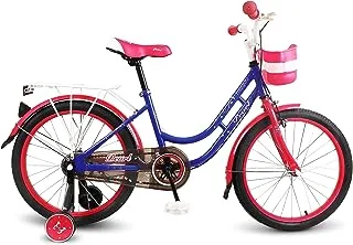 دراجة طريق موجو بيرل للأطفال مع سلة للفتيات بعمر 4-8 سنوات، مقعد قابل للتعديل، فرامل يد، واقيات الطين، عاكس، حامل خلفي، هدية للأطفال، دراجة مقاس 16 بوصة مع عجلات تدريب، لون أزرق