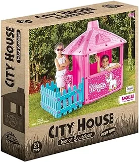 Dolu Unicorn Play House with Fenced Garden - For Ages 2+ Years Old - Pink