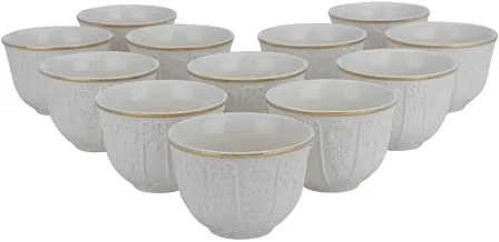 Sword Gallery Arabic Coffee Cups Matte White Carving Engraved 12 Pieces